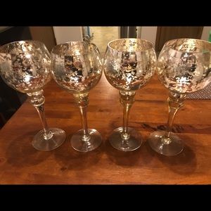 Wedding Decor -set of 4 candleholder silver & gold